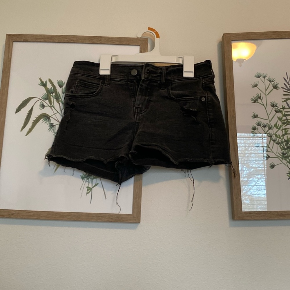 Black ripped Jean shorts